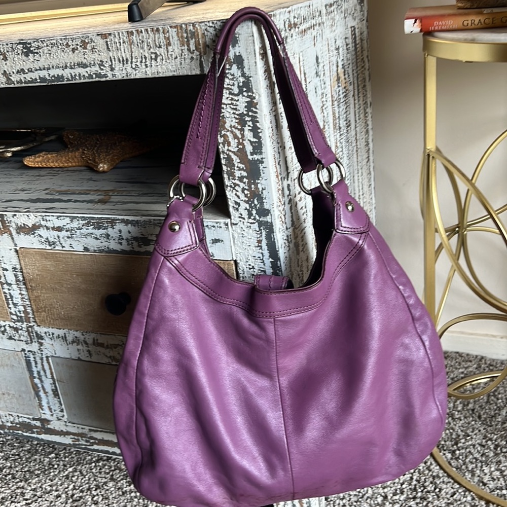 Coach Purple Leather Satchel - Picture 5 of 16
